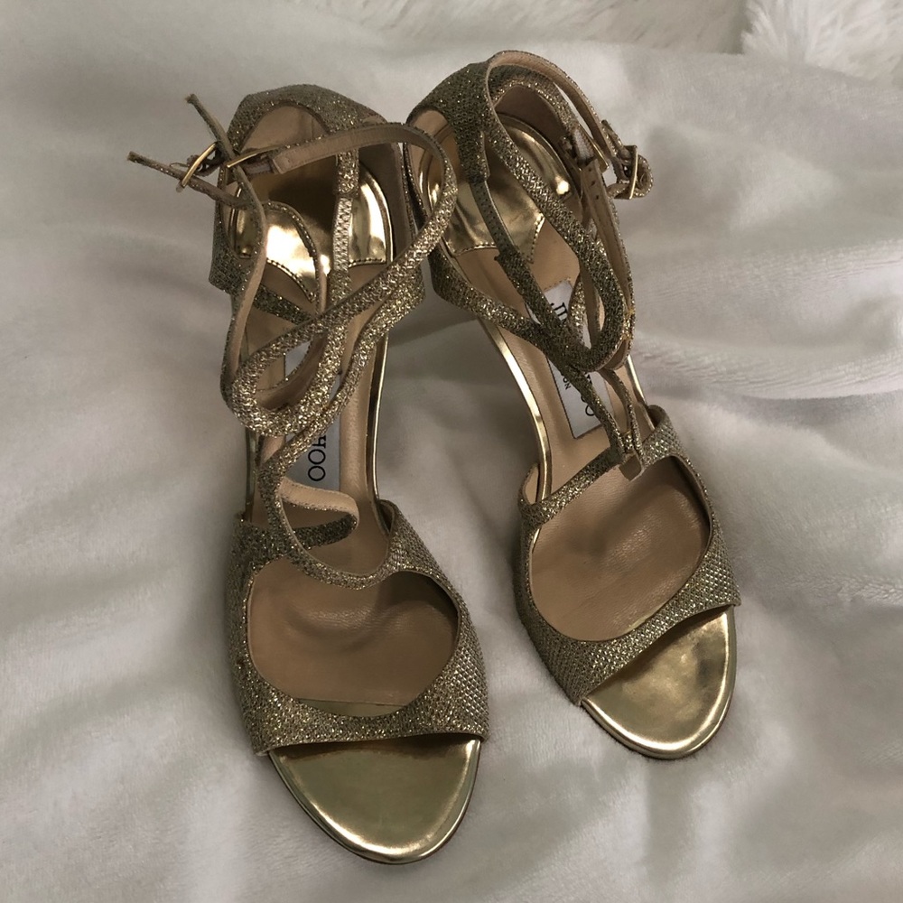 Jimmy Choo Gold Shimmering Stilettos